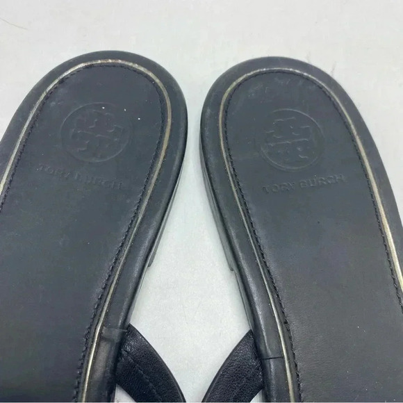 Tory Burch Miller rhinestone black leather thong Sandal size 9.5 - Picture 7 of 9